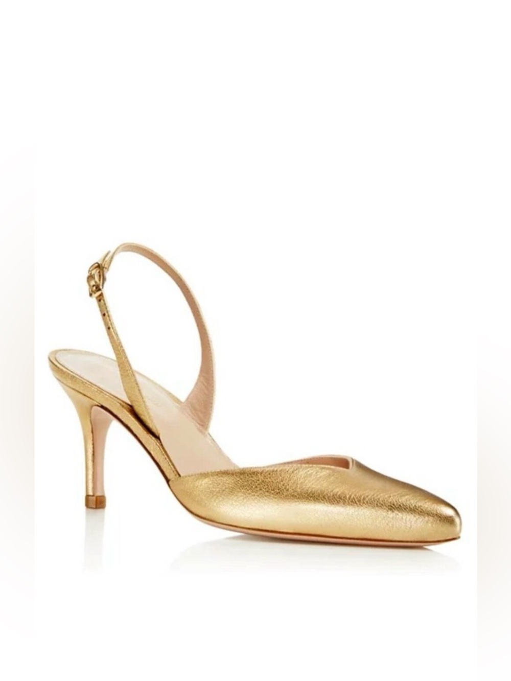 STUART WEITZMAN Eva Metallic Gold Leather Slingback Pumps 5.5 MSRP $525